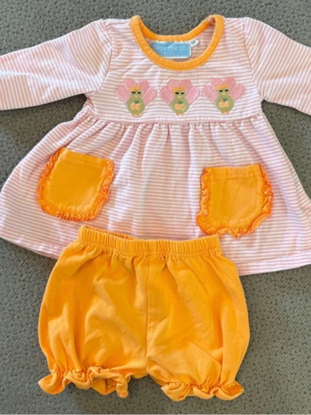 Toddler Pink & Orange Stripe Top with Orange Bloomers - Trotter St. Kids